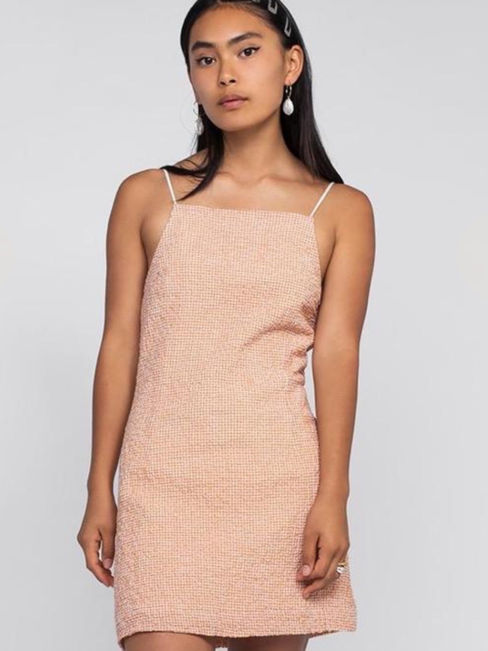 Paloma Wool Peach Textured Spaghetti Strap Mini Dress